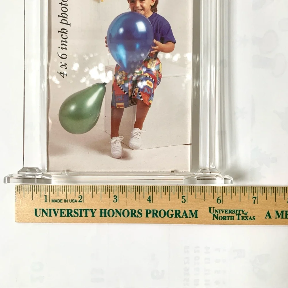 1990s clear acrylic columns 6 x 4 photo frame